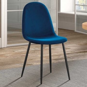 Eetkamerstoel Valeska fluweel - blauw