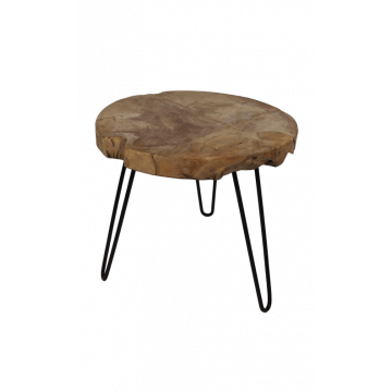 Bijzettafel Root ø55cm ronde boomstam schijf – teak/wortelhout