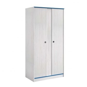 Kledingkast Smoozy 90cm 2 deuren - wit/roze of wit/blauw