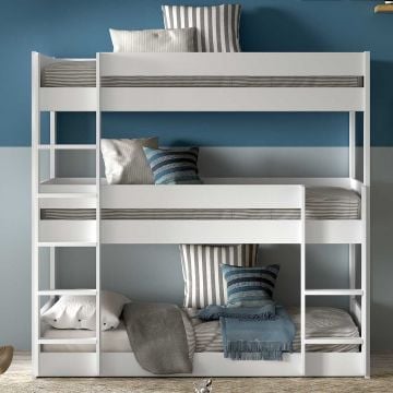 Stapelbed voor 3 personen Scott - 207x105x200 cm - Wit 