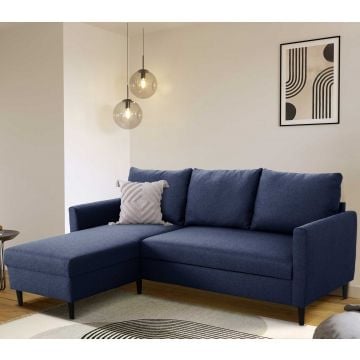 Hoekbank Tweety links - 192x137x82cm - marineblauwe stof
