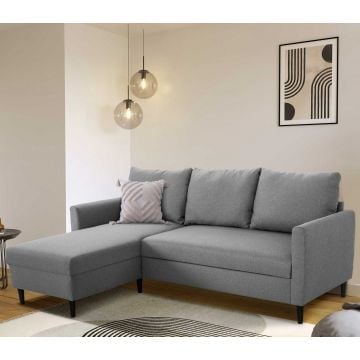 Hoekbank Tweety links - 192x137x82cm - grijze stof