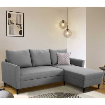Hoekbank Tweety rechts - 192x137x82cm - grijze stof