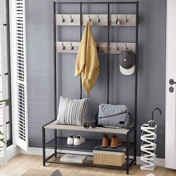 Garderobeset Allsop | 100 x 40 x 184 cm | Grijsbeige design