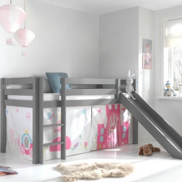 Halfhoogslaper Astrid grijs met glijbaan - princess II