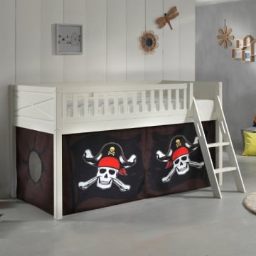 Halfhoogslaper Scottie 90x200 cm met piraten-speelgordijn-wit