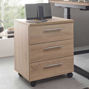 Ladeblok Ben - 3 lades - met wielen - sonoma eik