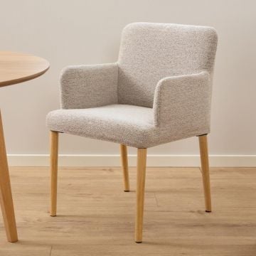 Eetkamerstoel Zoe - 56x60x83cm - stof en rubberhout - beige