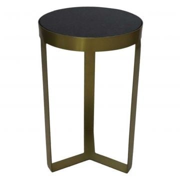 Bijzettafeltje Seba - Ø30x50cm - marmer en metaal - zwart/goud