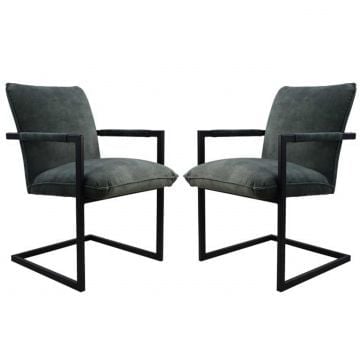Eetkamerstoelen Boston - 86x56x89cm - set van 2 - zwart velours