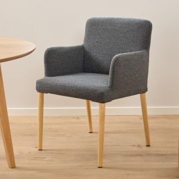 Eetkamerstoel Zoe - 56x60x83cm - stof en rubberhout - antraciet