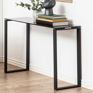 Sidetable Nicola 110cm - grijs getint glas/zwart