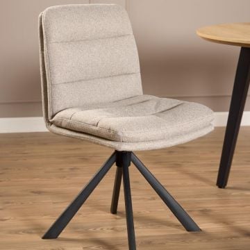 Eetkamerstoel Dean - 47x57x85cm - draaibaar - beige stof