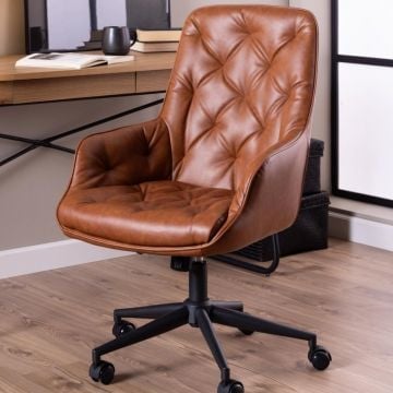 Bureaustoel Erik - 60x67x105cm - verstelbaar - kunstleer - cognac
