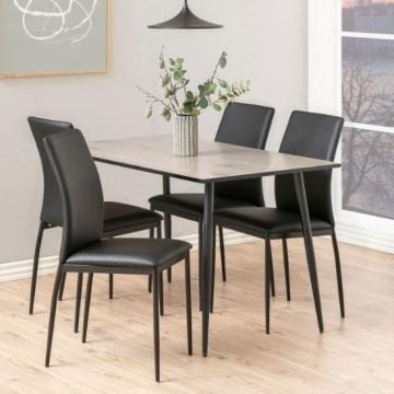 Eettafel Wilhelm 120x80 - wilde eik/zwart