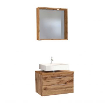 Set meuble sous lavabo & miroir Dasa 60cm - chêne wotan
