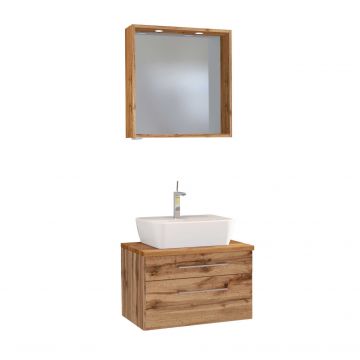Set meuble lavabo & miroir Dasa 60cm - chêne wotan