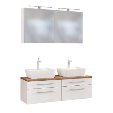 Set meuble lavabo double Dasa 120cm 4 tiroirs - blanc 