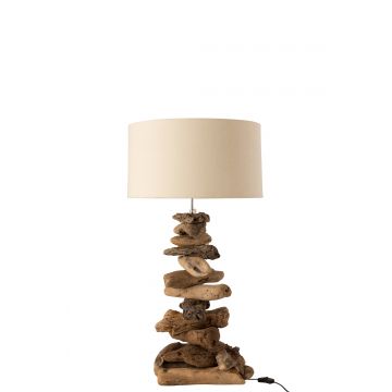 Lampe + abat-jour bois flotte naturel/beige small
