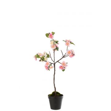 Arbre en fleurs plastique rose/marron small