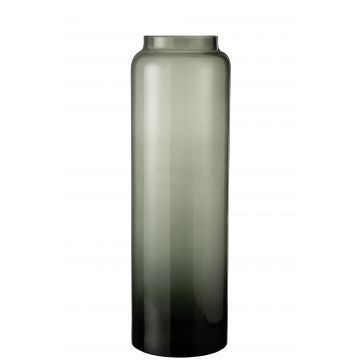 Vase droit long verre gris large