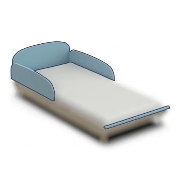 Tête de lit et planches de sécurité pour lit de bébé et d'enfant Firmiana | 144.4 x 74.4 x 47.4 cm | Bleu
