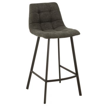 Chaise de bar stephane textile/metal gris fonce