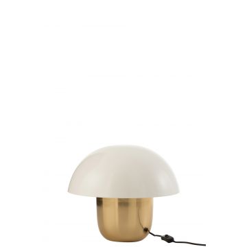Lampe champignon metal blanc/or small