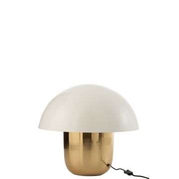 Lamp paddenstoel ijzer wit/goud large
