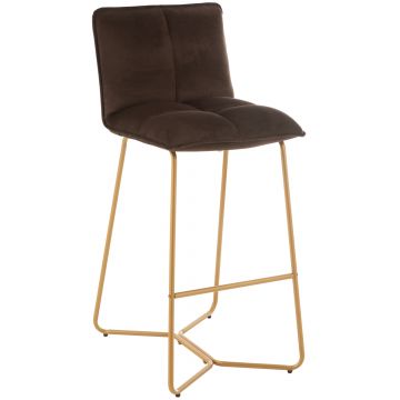 Chaise de bar pierre metal/textile marron fonce