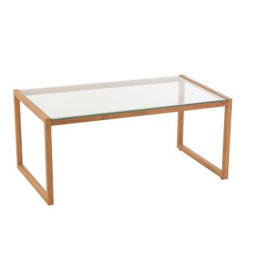 Salon tafel rechthoekig metaal/glas naturel