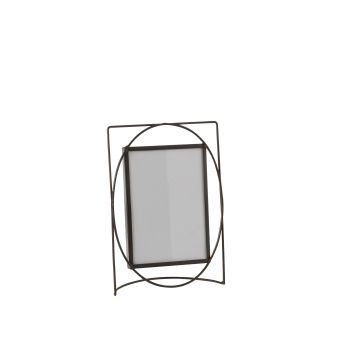 Cadre photo rectangle metal/verre marron fonce large