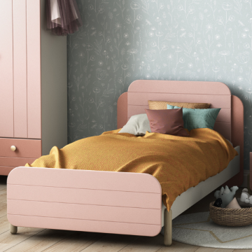 Bed Janne 90 x 190 cm-mat roze/mat wit
