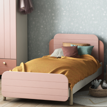 Bed Janne 90 x 200 cm-mat roze/mat wit