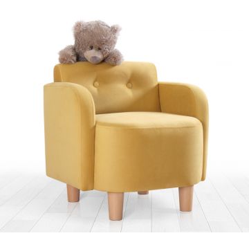 Kinderzetel Fluffy Wing Chair | 100% Katoen | Geel