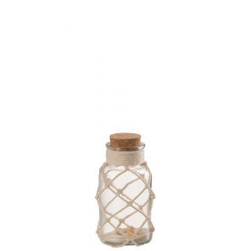 Decoration vase sable coquillage verre transparent small