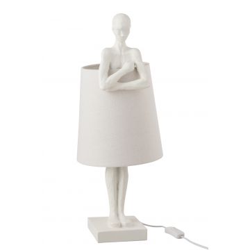 Lampe figurine soutien resine blanc