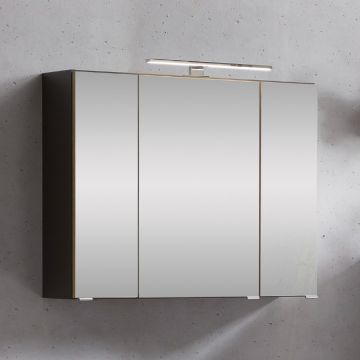 Armoire de toilette Kornel/Luna 80cm 3 portes & éclairage LED - gris graphite