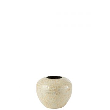 Vase nuye boule mosaique/bambou ivoire