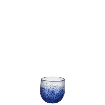 Theelichthouder glas blauw