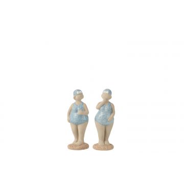 Vrouw badpak staand keramiek blauw small assortiment van 2