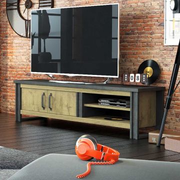 Tv-meubel Becky 200cm 2 deuren - bruin