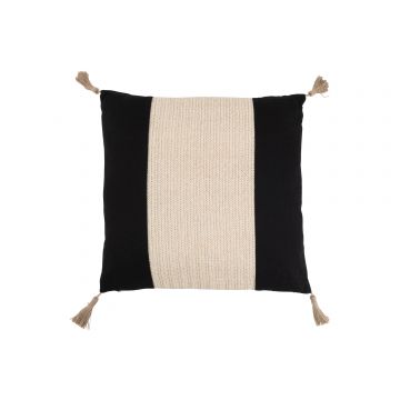 Coussin tissage carre polyester noir