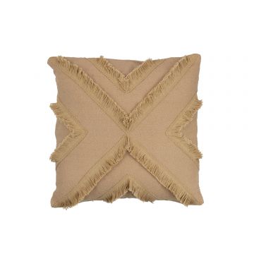 Coussin croix carre polyester beige