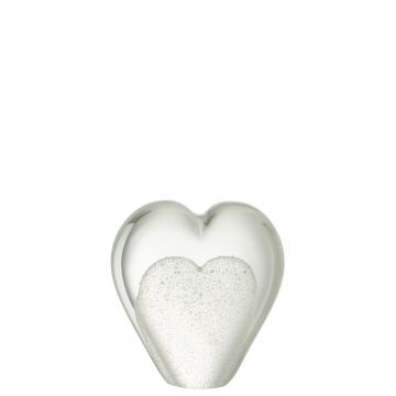 Presse-papier coeur en verre blanc small