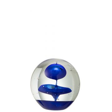 Presse-papier bulle en verre bleu large