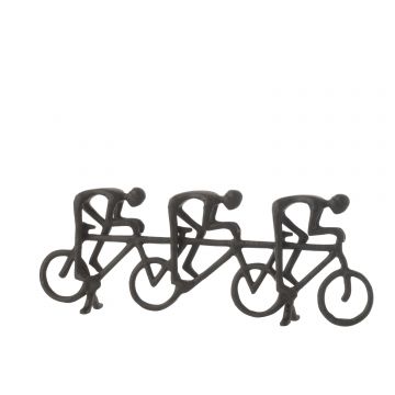 Figurine tandem cyclistes aluminium noir