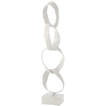 Figurine anneaux sur pied aluminium blanc large