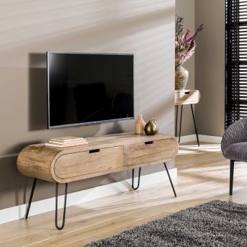 Tv-meubel Barros 135cm met 2 lades - mango/zand