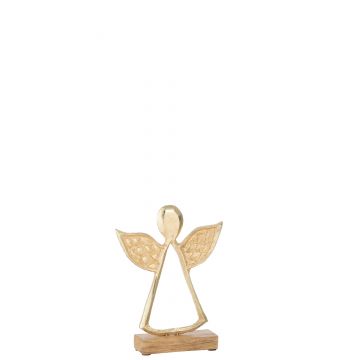 Engel met curve op voet hout aluminium goud medium